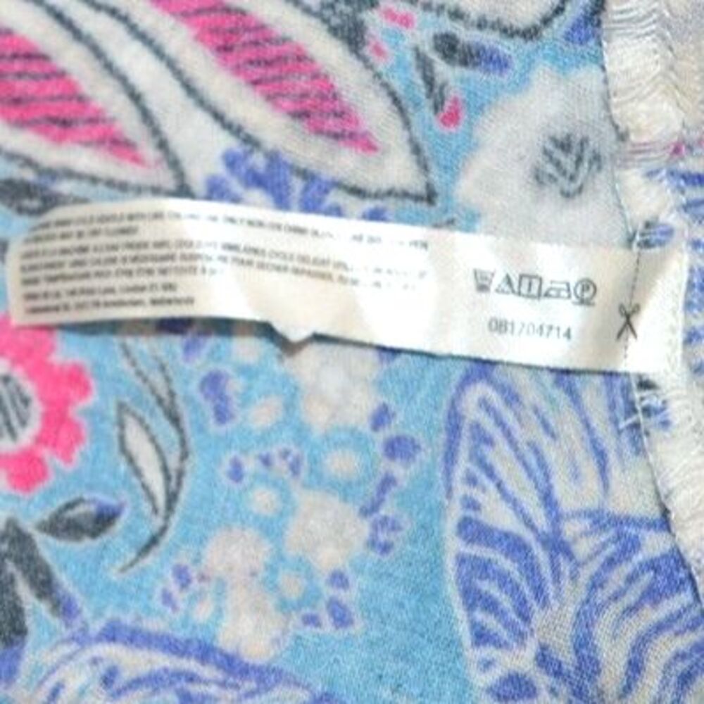 By Anthropologie Smocked Gauze Criss-Cross Dress Blue Motif Boho Medium - Picture 15 of 16